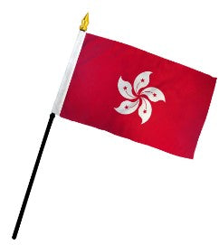 Hong Kong 4in x 6in Mounted Handheld Stick Flags