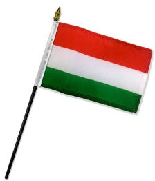 Hungary 4in x 6in Mounted Handheld Stick Flags