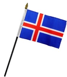Banderas de palo de mano montadas de Islandia de 4 x 6 pulgadas