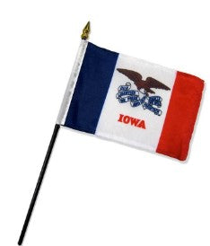 Banderas de palo de mano montadas de Iowa de 4 x 6 pulgadas