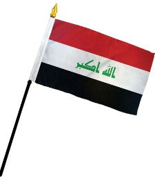 Iraq 4in x 6in Mounted Handheld World Stick Flags