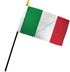 Banderas italianas de mano montadas de 4 x 6 pulgadas de Italia