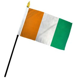 Ivory Coast (Cote D'Ivoire) 4in x 6in Mounted Stick Flags