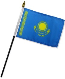 Kazakhstan 4in x 6in Mounted Stick Flags