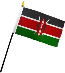 Banderas de palo montadas de Kenia de 4 x 6 pulgadas