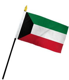 Banderas de palo montadas de Kuwait de 4 x 6 pulgadas
