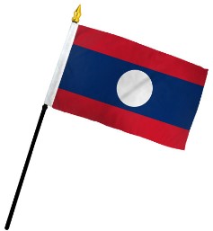 Laos 4in x 6in Mounted Stick Flags