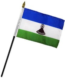 Lesotho 4in x 6in Mounted Stick Flags