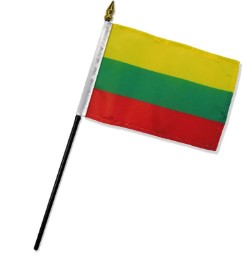 Banderas de palo montadas de Lituania de 4 x 6 pulgadas