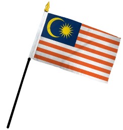 Malaysia 4in x 6in Mounted Stick Flags