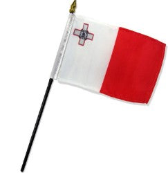 Malta 4in x 6in Mounted Stick Flags