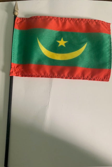 Mauritania 4in x 6in Mounted Stick Flags (Imported)