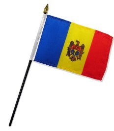 Moldova 4in x 6in Mounted Stick Flags