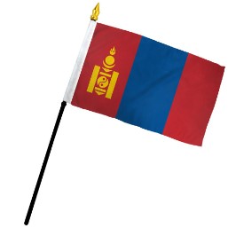 Banderas de palo montadas de Mongolia de 4 x 6 pulgadas