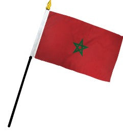 Banderas de palo montadas de Marruecos de 4 x 6 pulgadas