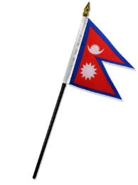 Banderas de palo montadas de Nepal de 4 x 6 pulgadas