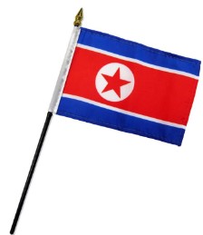 Banderas de palo montadas de Corea del Norte de 4 x 6 pulgadas