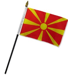 Macedonia 4in x 6in Mounted Stick Flags