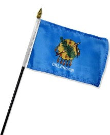 Oklahoma  4in x 6in Mounted Handheld Stick Flags