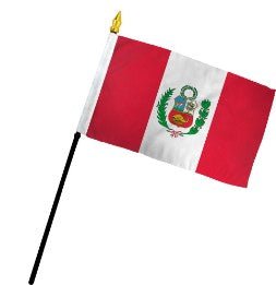 Banderas de palo montadas de Perú de 4 x 6 pulgadas