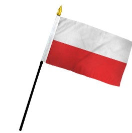 Poland 4in x 6in Mounted Handheld Stick Flags