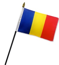 Romania 4in x 6in Mounted Stick Flags