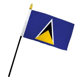 Saint Lucia 4in x 6in Mounted stick Flags