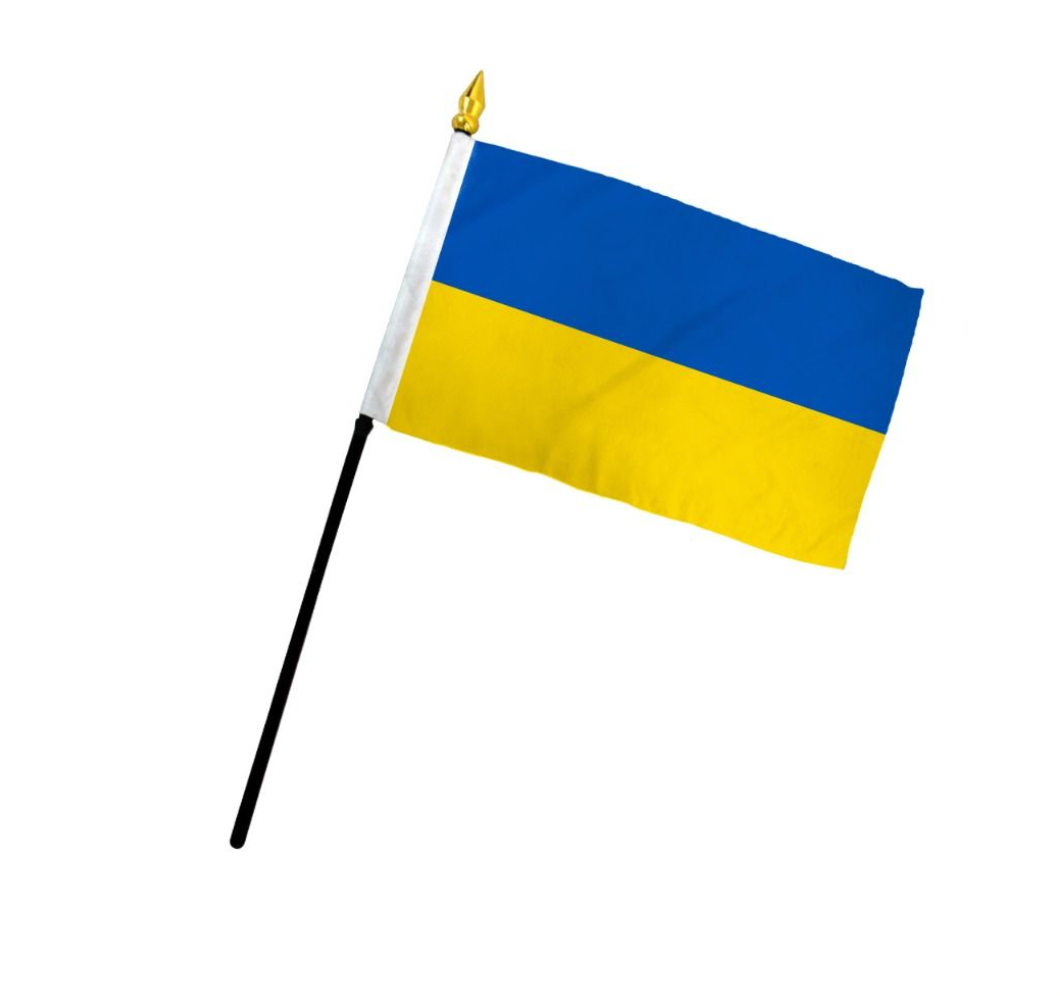 Ukraine 4in x 6in Mounted Handheld Stick Flags