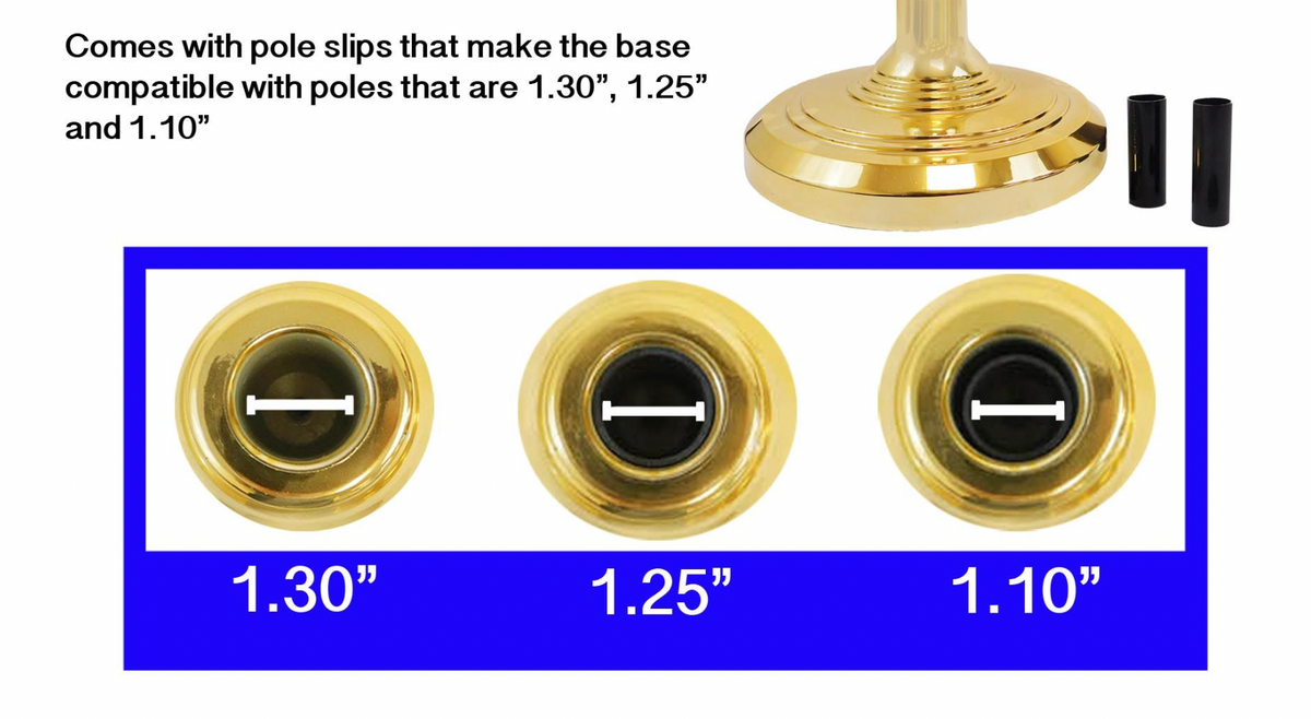 8ft Indoor Silver Flagpole and Gold Base and Ball Top