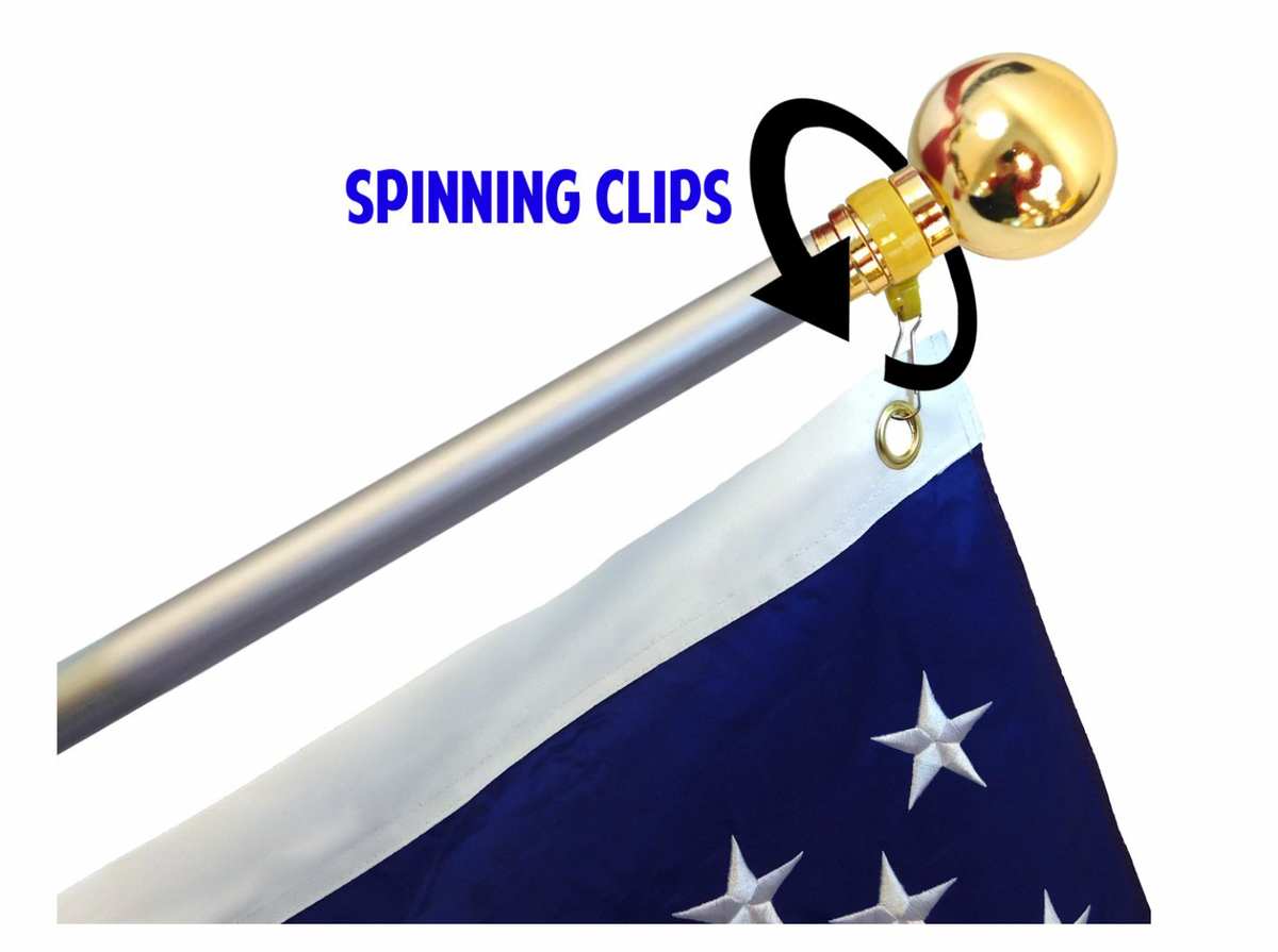 8ft Indoor Silver Flagpole and Gold Base and Ball Top