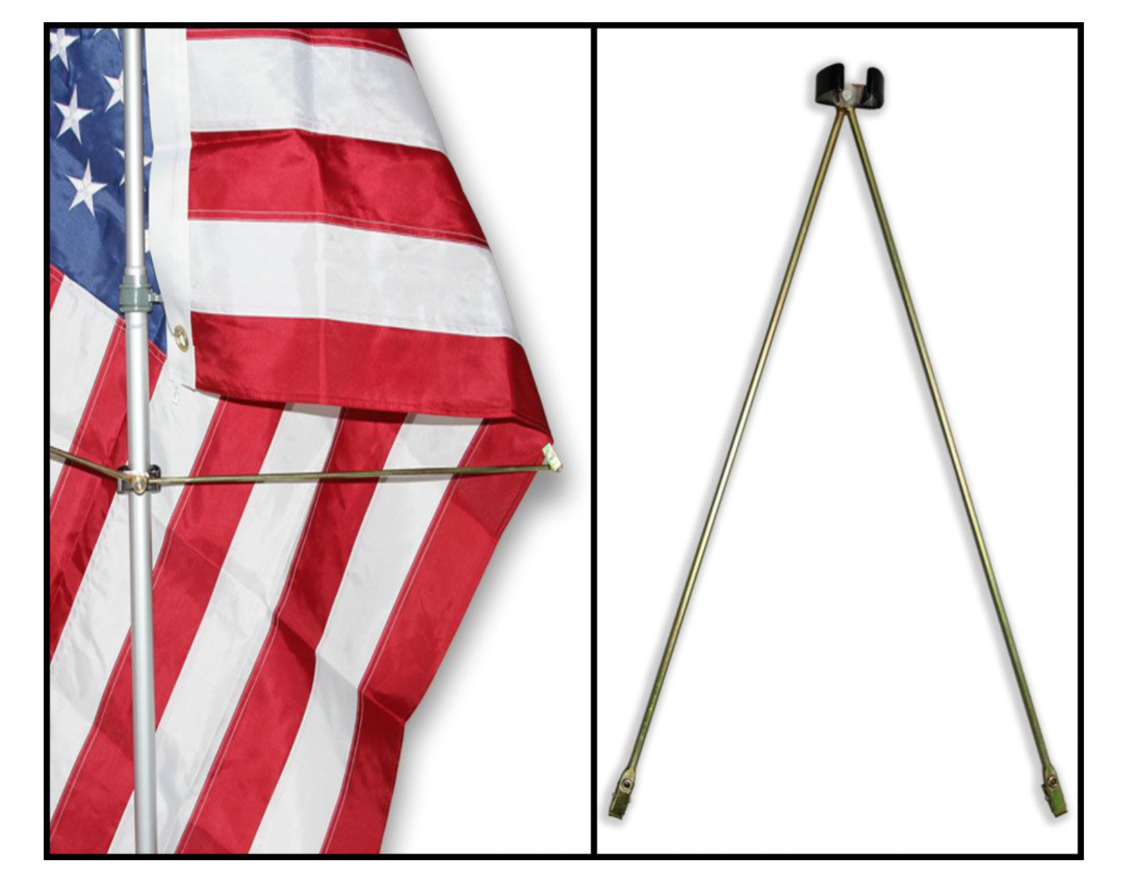 2 Pack Of Flag Spreaders For Indoor Flag Pole, Gold Large Indoor