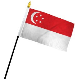 Banderas de palo montadas de Singapur de 4 x 6 pulgadas