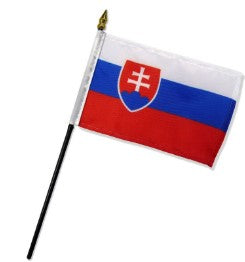 Slovakia 4in x 6in Mounted Stick Flags
