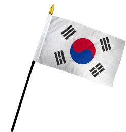 South Korea 4in x 6in Mounted Stick Flags