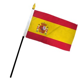 Spain 4in x 6in Mounted Stick Flags