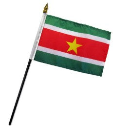 Banderas de palo montadas de Surinam de 4 x 6 pulgadas