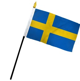 Sweden 4in x 6in Mounted Stick Flags
