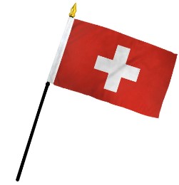 Switzerland 4in x 6in Mounted Stick Flags