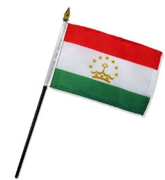 Tajikistan 4in x 6in Mounted Stick Flags