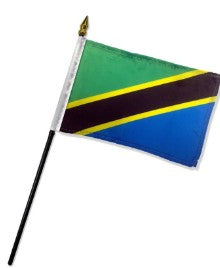 Tanzania 4in x 6in Mounted Stick Flags