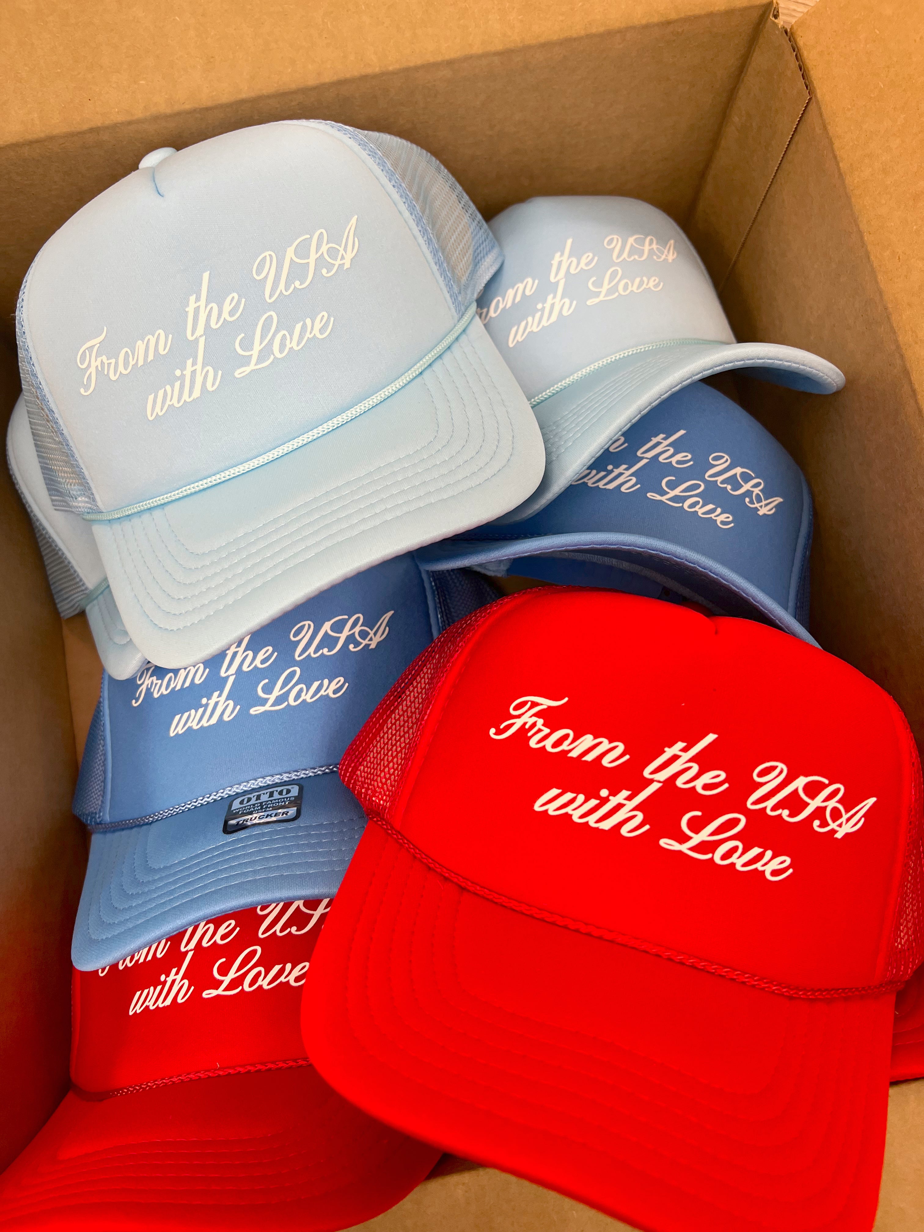 ❤️??Red, White & Blue ‘LOVE USA\' Trucker Hat with Bead Trim bundle ?? Summer just got a little more American. Not your  main image 4