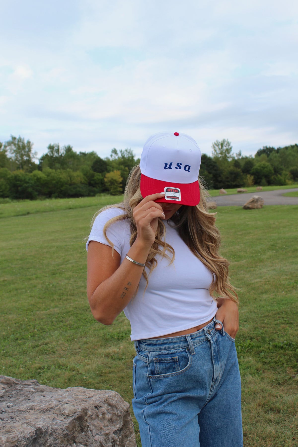 White and Blue USA Hat