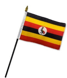 Uganda 4in x 6in Mounted Handheld Stick Flags