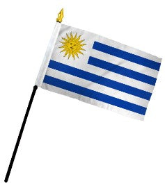 Banderas de palo de mano montadas de Uruguay de 4 x 6 pulgadas