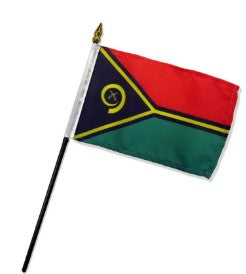 Banderas de palo de mano montadas de Vanuatu de 4 x 6 pulgadas