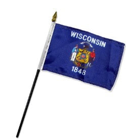 Wisconsin  4in x 6in Mounted Stick Flags