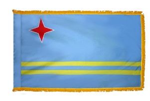 Aruba Outdoor Nylon Country Flag-With Gold Fringe