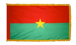 Burkina Faso Nylon Flag with Gold Fringe