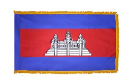 Cambodia Nylon Flag with Gold Fringe