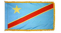 Democratic Republic of Congo Nylon Flag with Gold Fringe 